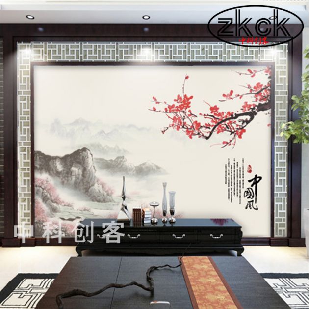 桃花背景墙打印