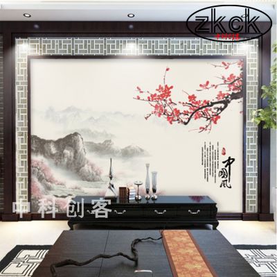 桃花背景墙打印